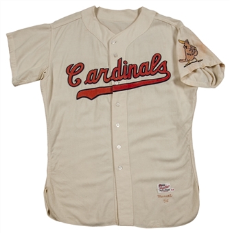 Incredible 1956 Stan Musial Game Used St. Louis Cardinal Home Jersey (MEARS 9.5)- All Original- Rare One Year Style!